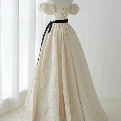 White Evening Dress, Luxury Party Dress, Jacquard..