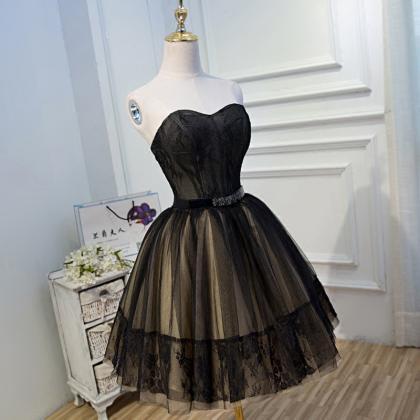 Black Tulle And Champagne Short Party Dress..