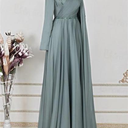 8537 Purple Chiffon Cape Evening Dress