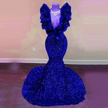 Sparkly Red Square Neck Floral Mermaid Sequin Long Mother of the Bride Dress
