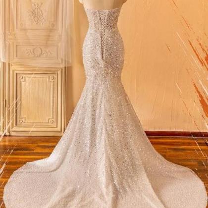 Sexy Strapless Burgundy Sequin Slit Mermaid Long Evening Dress Formal Wedding Guest Dress SP1706 main image 1