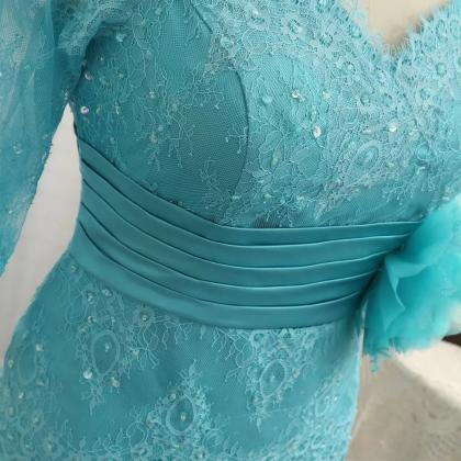 Blue Lace Long Dress