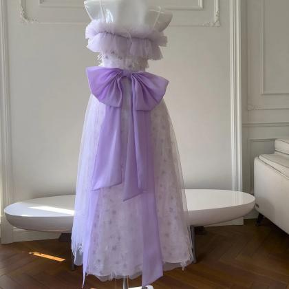 Lavender Scuba Bodycon Maxi Tulle Off Shoulder Dress with Ruffled Shoulder main image 0