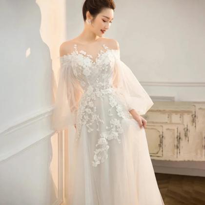 Off-the-Shoulder Collar Sheath Gown with Half Sleeves Lavender