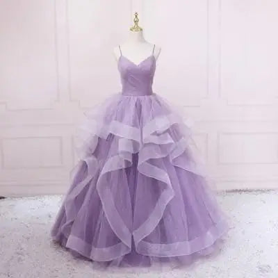 Stunning Blue Layered Tulle Spaghetti Strap Gown on Luulla