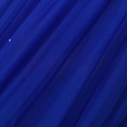 14464 Royal Blue Off-Shoulder Tulle Dress