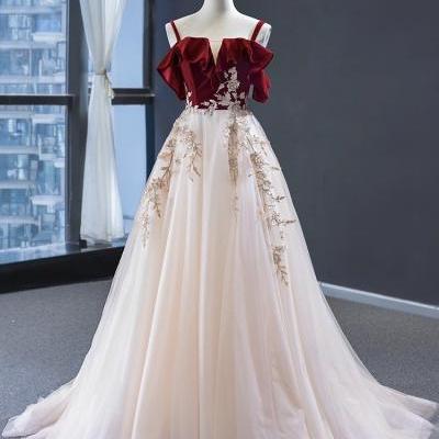 New, lolita prom dress, spaghetti strap party dress,princess dress with embroidered,Custom Made