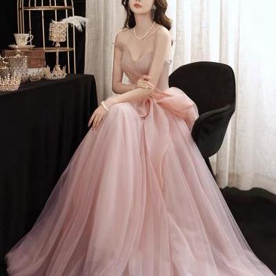 New style, pink fairy party dress , strapless temperament prom dress, haute couture princess dress,custom made