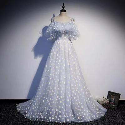 Fairy evening dress, light luxury prom dress, Daisy flower lace dress, temperament wedding dress,custom made