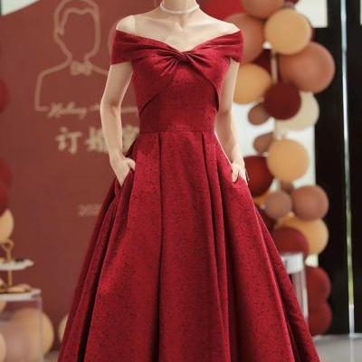 Sweet prom dress with pocket,red party dress,elegant evening dress,custom made