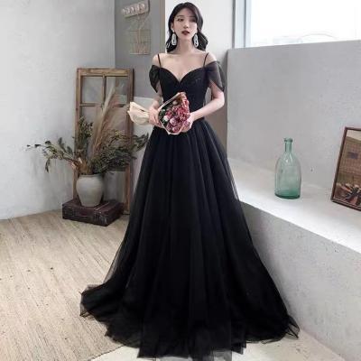New,spaghetti strap party dress,black dress,cute prom dress,custom made