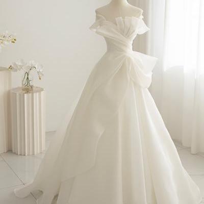 Off shoulder wedding dress, white bridal dress, elegant wedding dress,Custom made