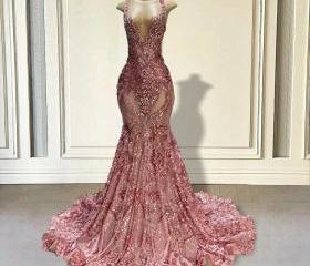 Luina Gold Sequin Evening Dress