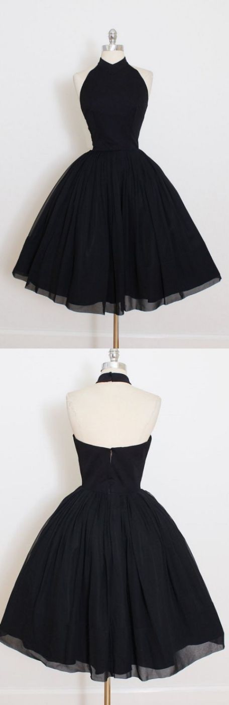 Great Short Gown Homecoming Dresses, Black Sleeveless With Pleated Mini Prom Dresses