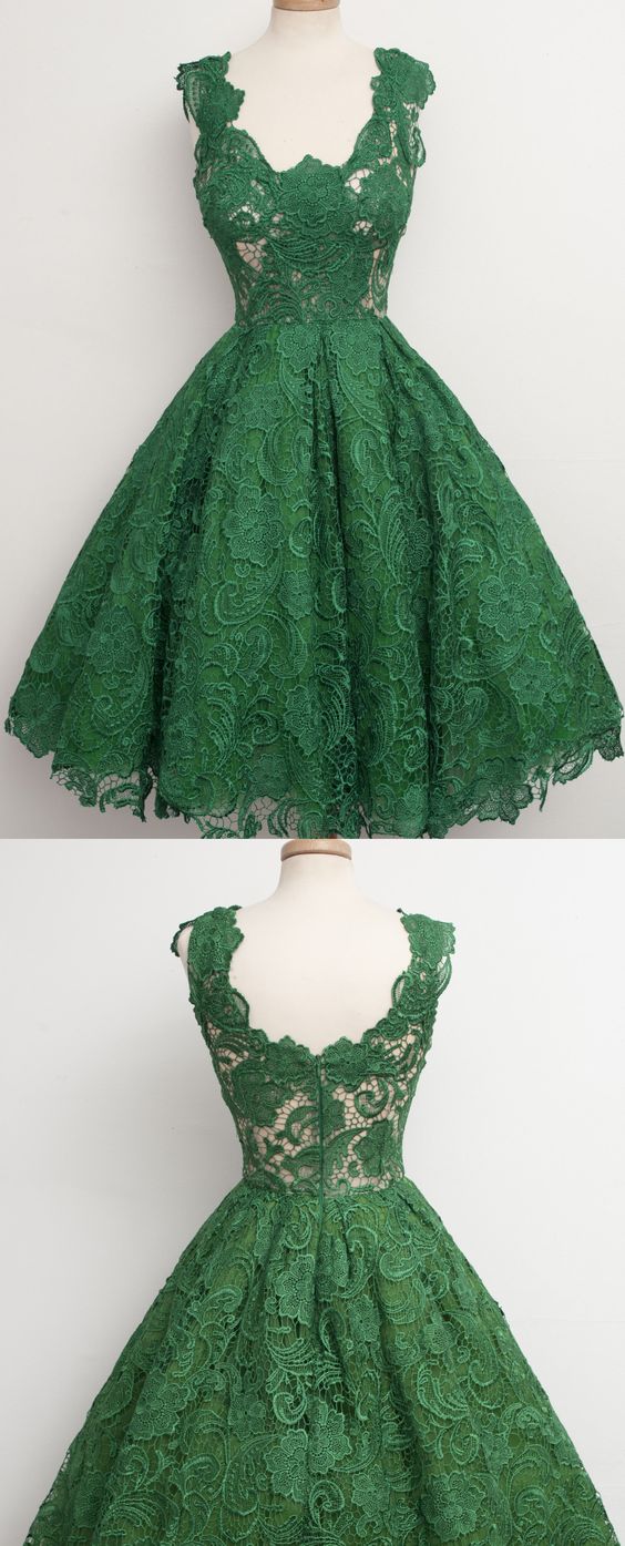 Sleeveless Green Party Prom Dresses Enticing Short A-line/princess Lace Zipper Dresses, Homecoming Dress