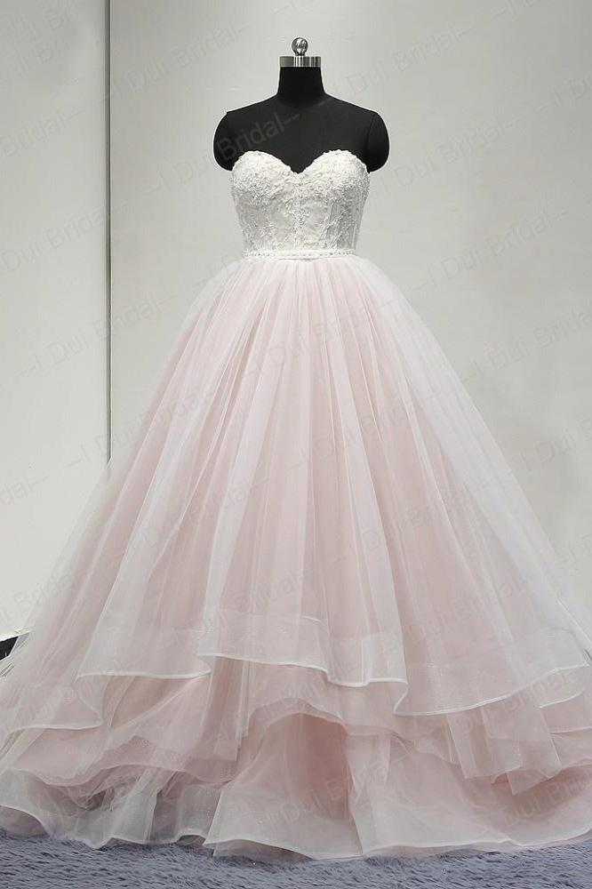Sweetheart Lace Up Back Charming Affordable Long Pearl Pink Prom Dresses Ball Gown