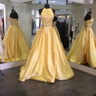 Charming Prom Dress,satin Prom Dress,halter Prom Dress,a-line Evening Dress