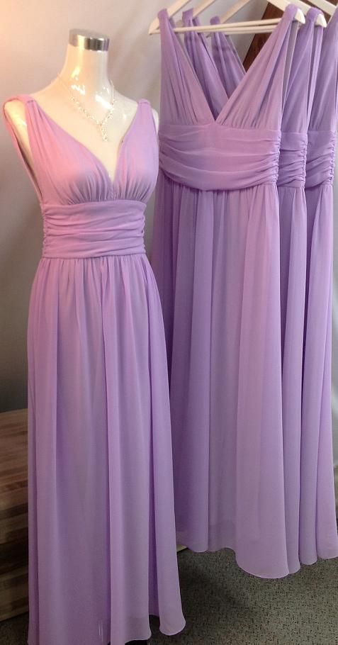 Lilac Bridesmaid Gown,pretty Prom Dresses,chiffon Prom Gown,simple Bridesmaid Dress,v Neck Bridesmaid Gowns For Brides Wedding