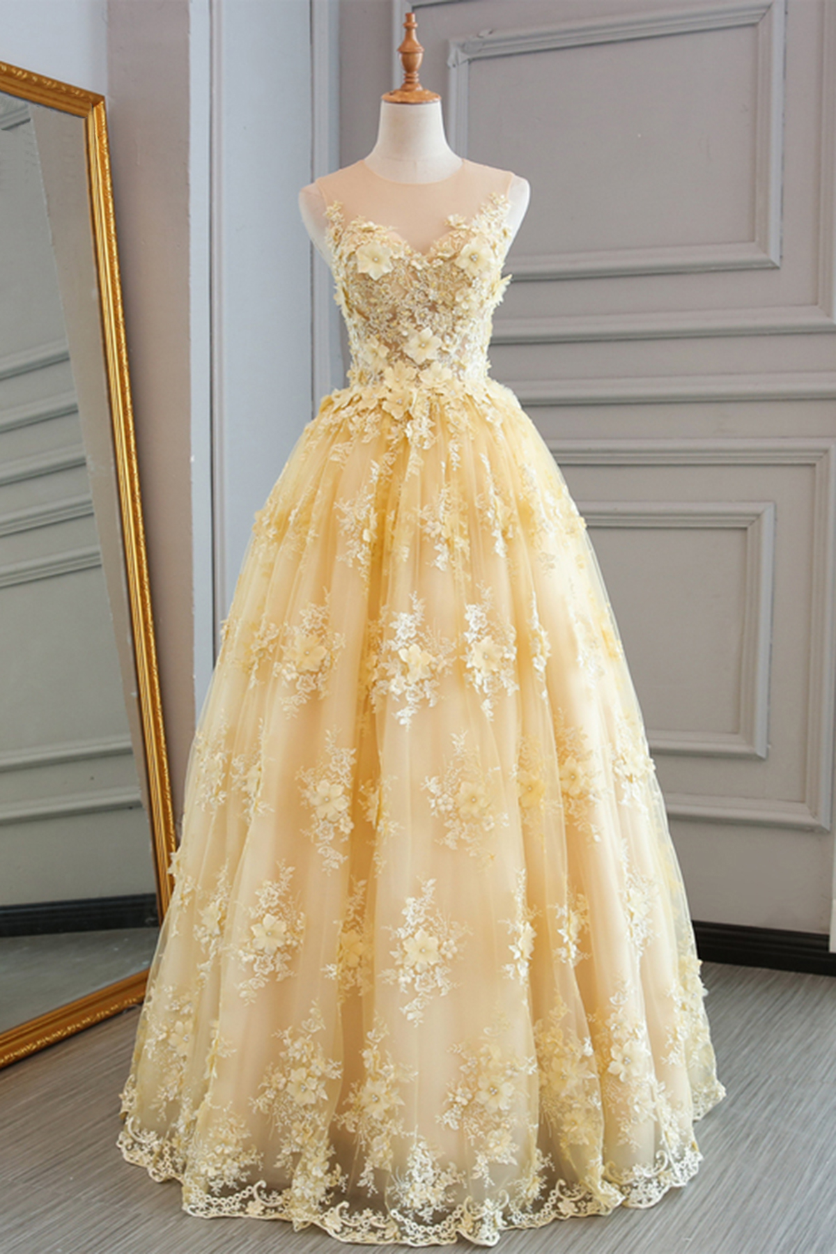 Yellow Dress Party Dress Long Dress Wedding Dress Sleeveless Dress