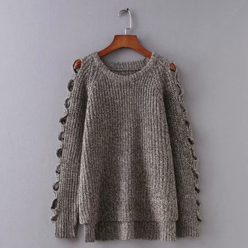 Autumn And Winter Pullover Hollow Out Solid Color Thickened Loose Sweater And Sweater