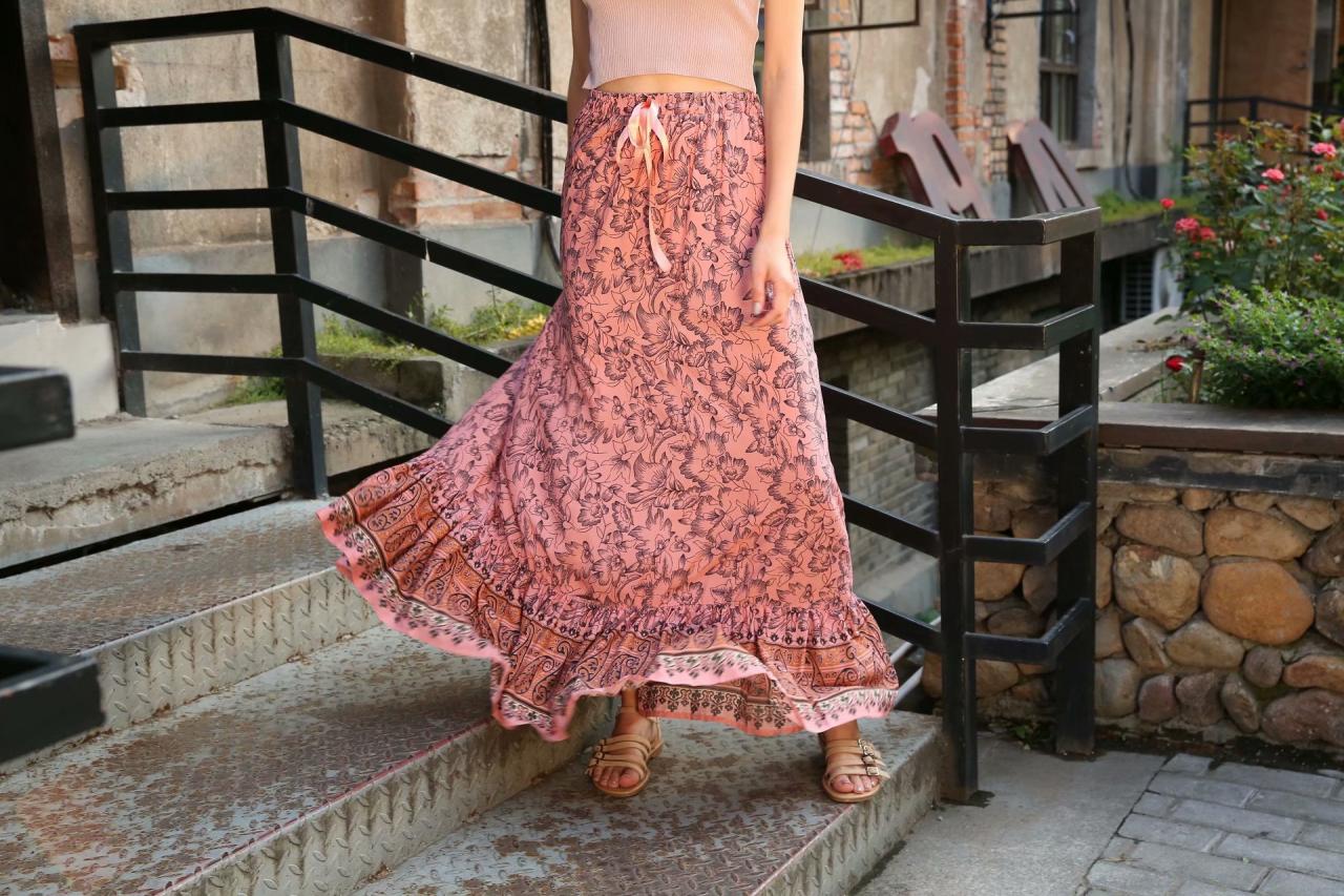 autumn pink positioning print holiday skirt
