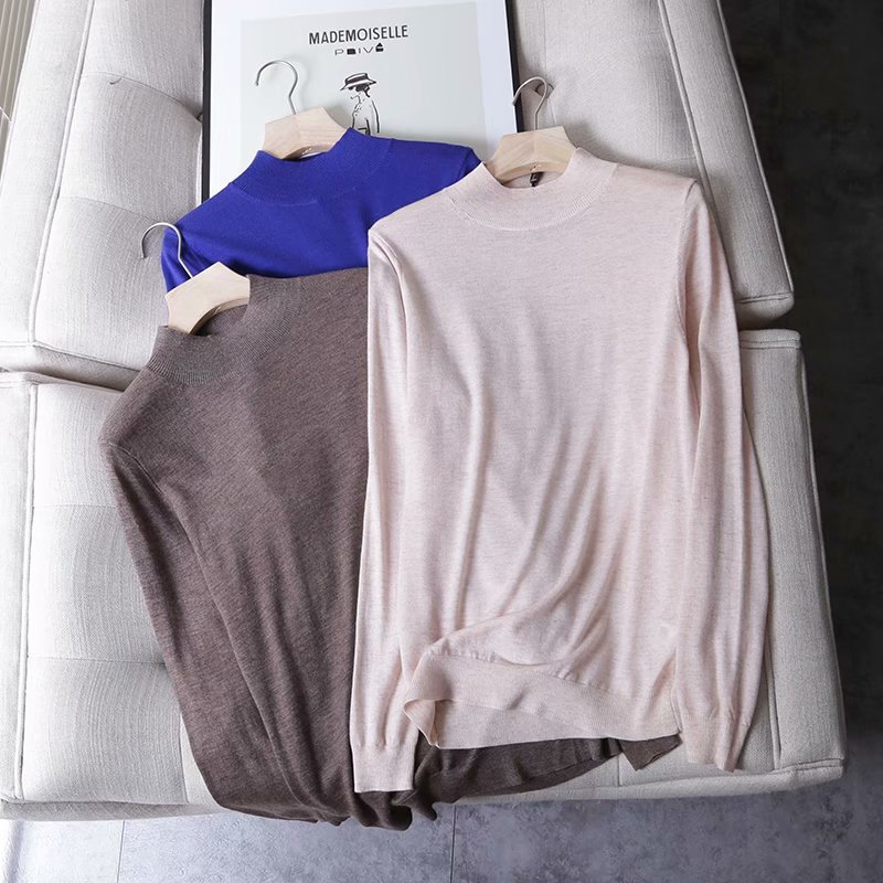 Women' Woolen Silk Semi-turtleneck Women's Sweater