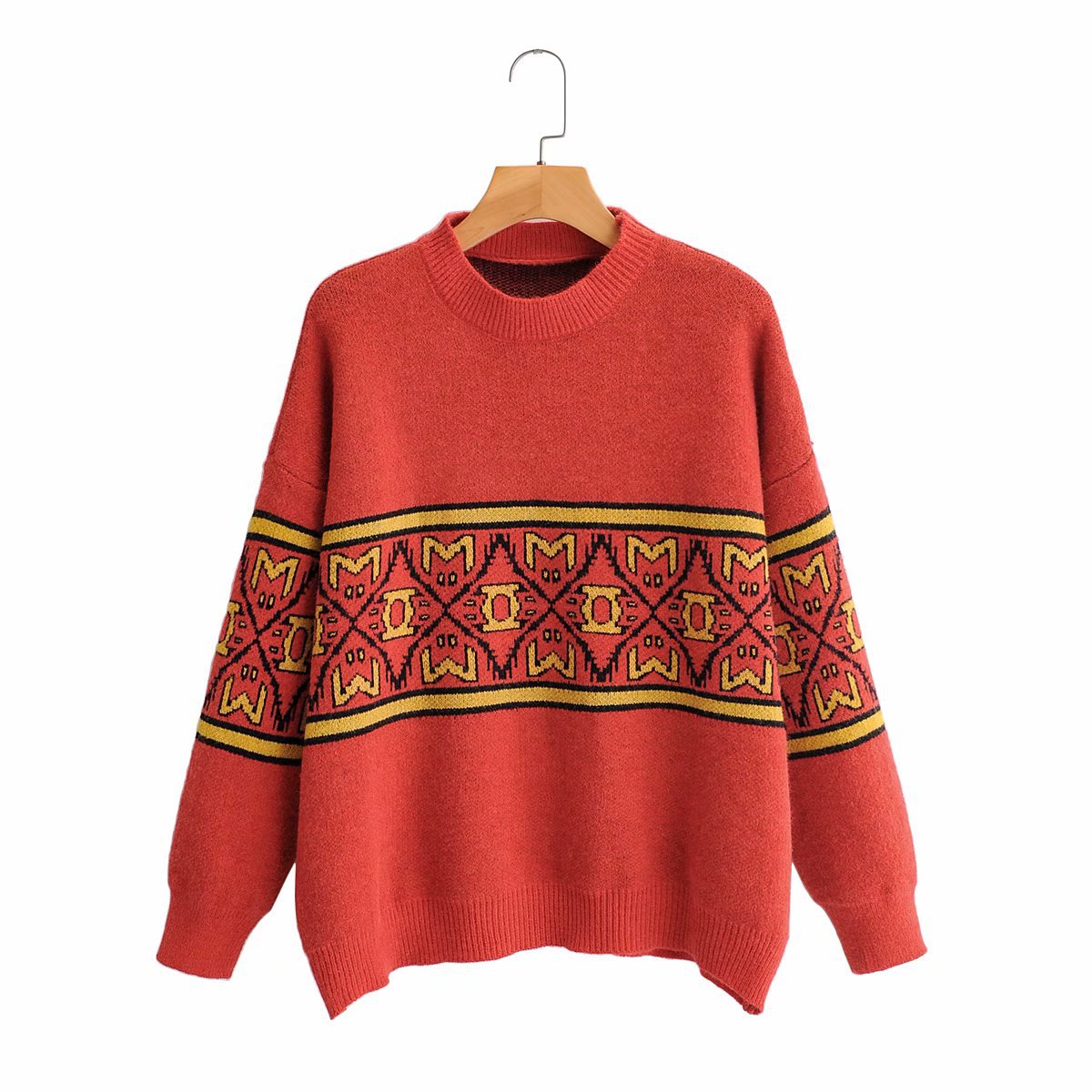 Women's Pullover Knitwear Vintage Art Jacquard Loose Sweater