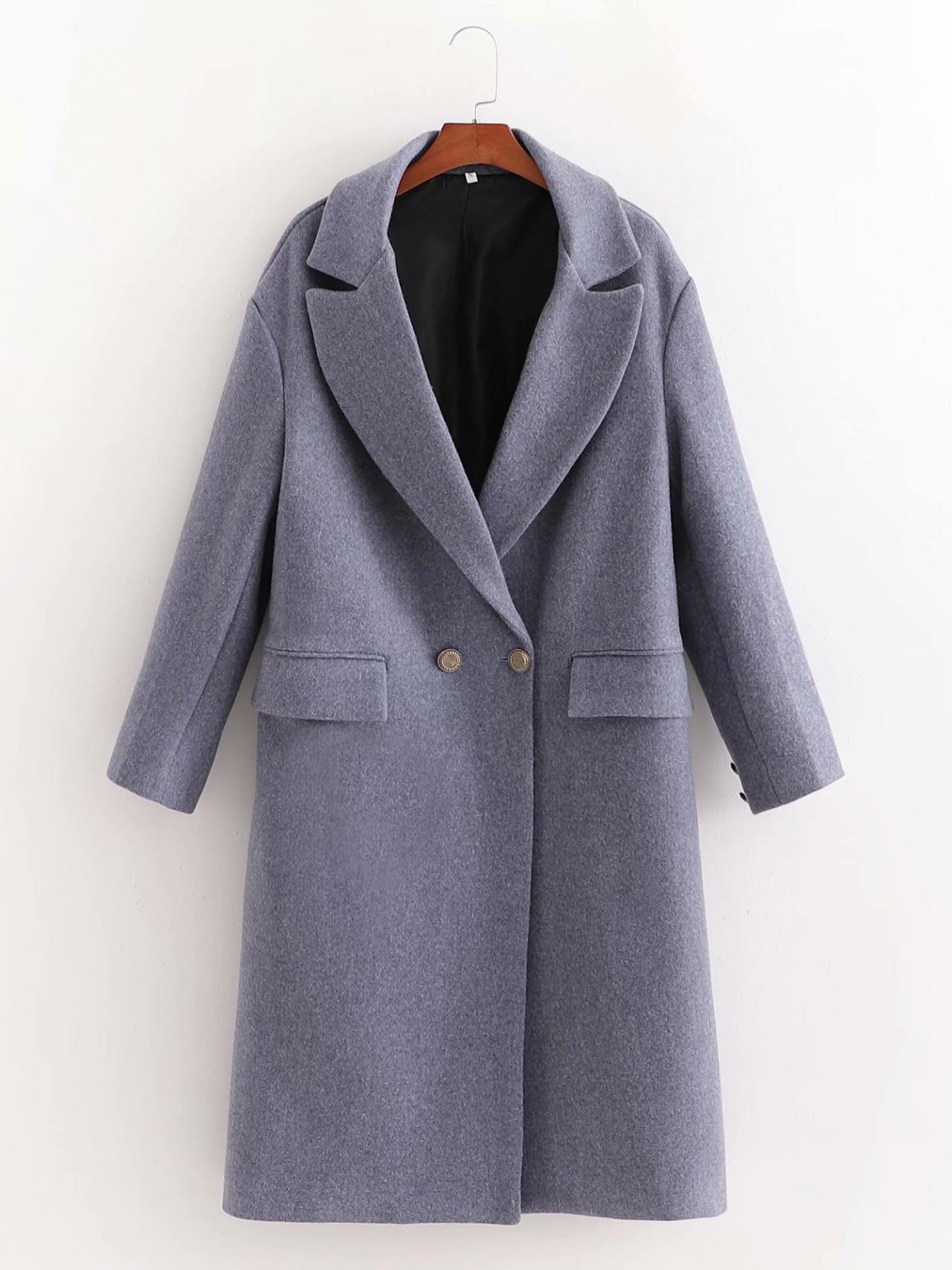Women's Casual Double-breasted Texture In The Long Coat