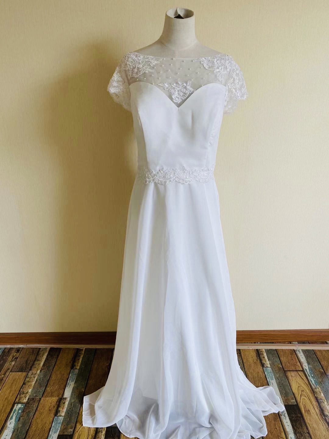 Cap Sleeve Prom Dress,lace Party Dress,elegant Formal Bridal Dress,