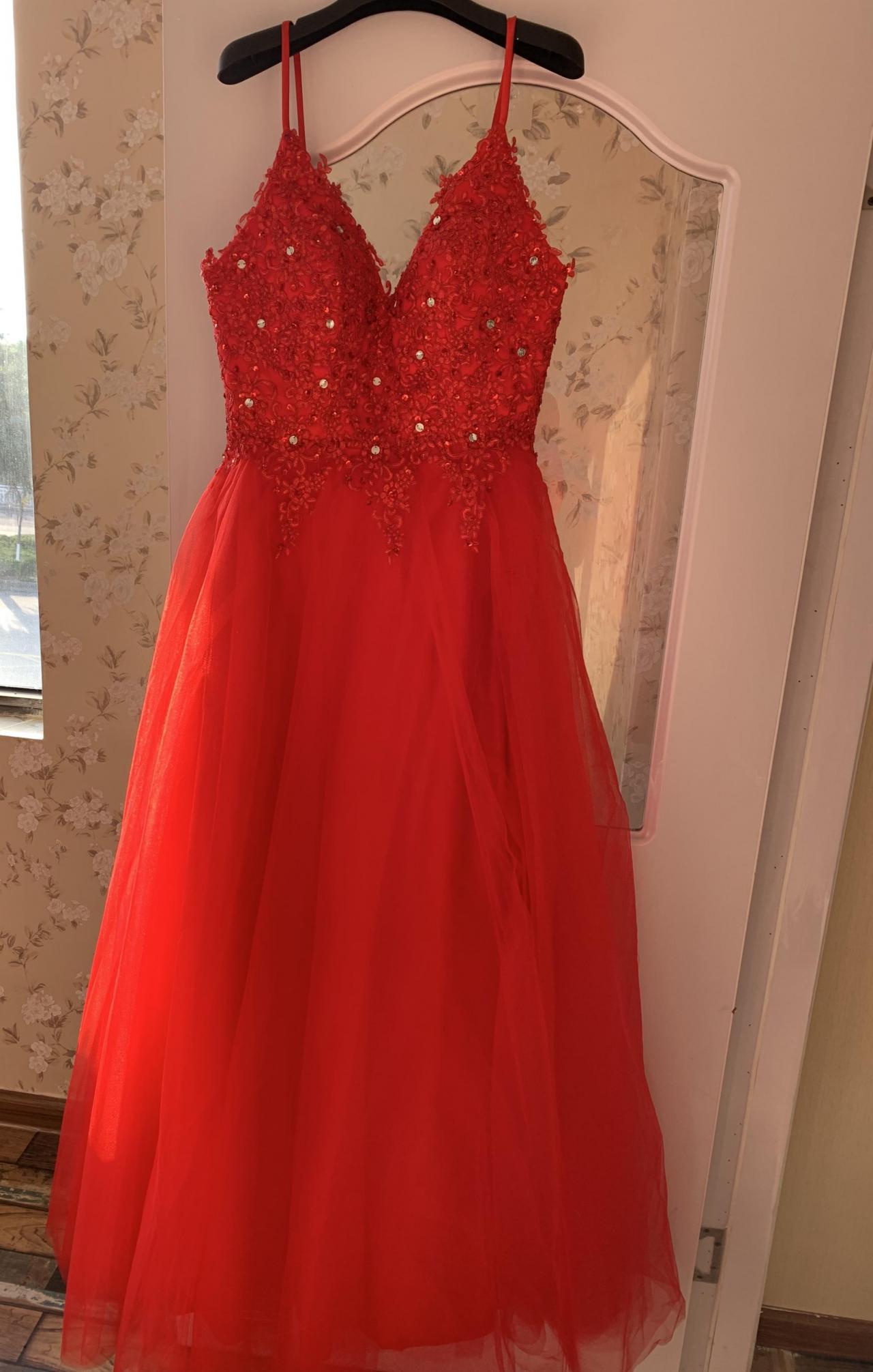 Spaghetti Strap Prom Dress,lace Party Dress,charming Sexy Red Prom Dress,