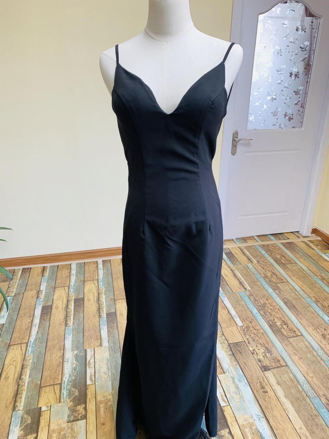 Spaghetti Strap Prom Dress,black Evening Dress,sexy Bodycon Dress