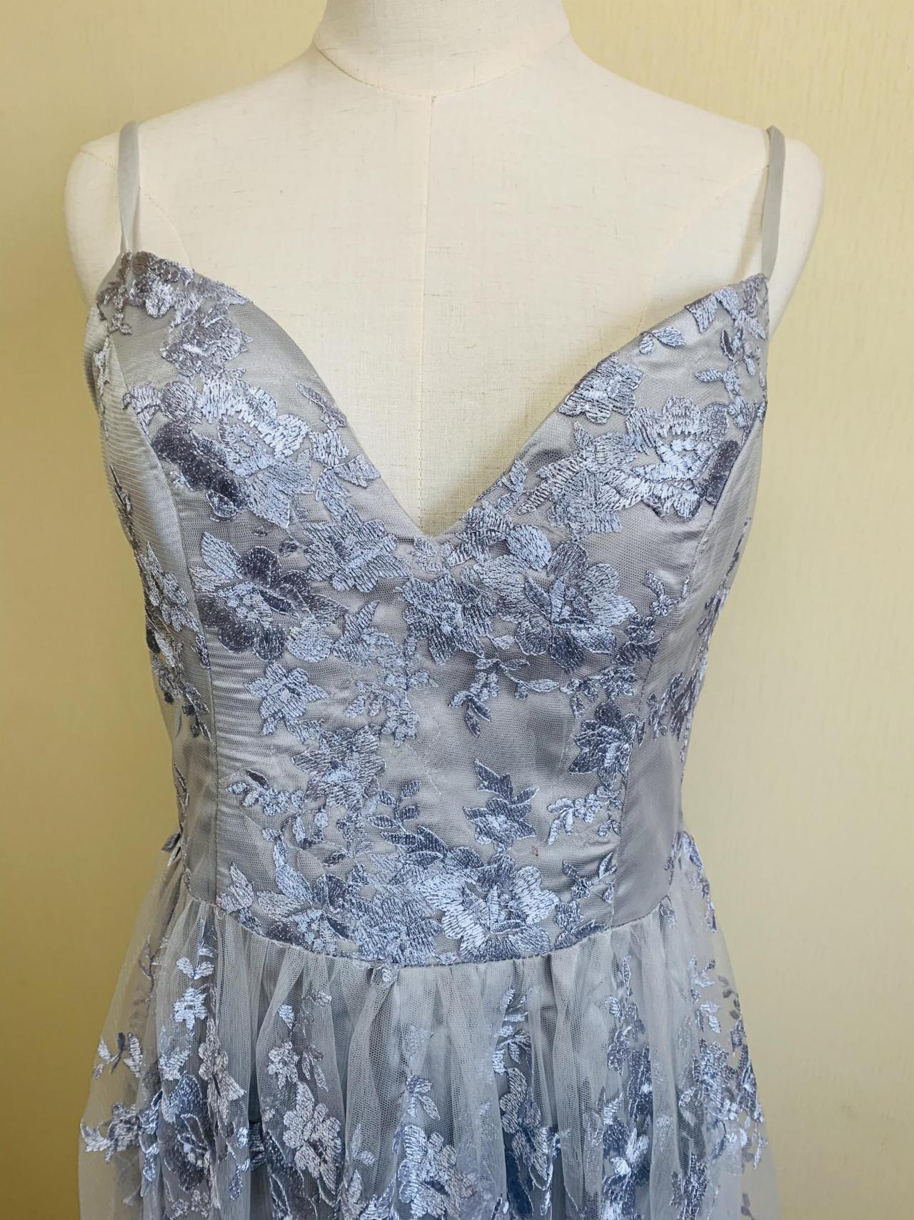 Spaghetti Strap Prom Dress,gray Party Dress,elegant Evening Dress,,custom Made