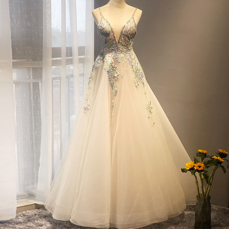 Deep V-neck Prom,dress, Atmosphere, Socialite Party, Goddess Temperament, Embroidered Evening Dress, Haute Couture,custom Made