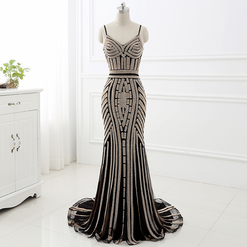 Evening Dress Luxury, Spaghetti Strap Prom Dress,long Mermaid Evening Dress, Haute Couture,custom Made