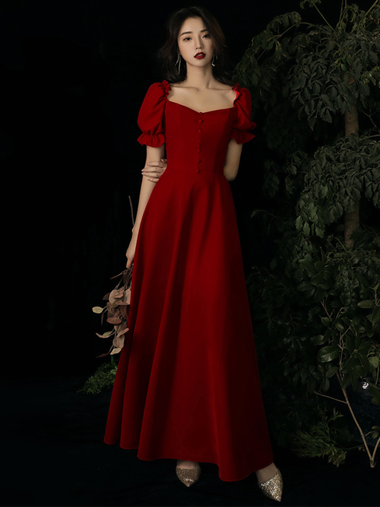 Party Dress,short Sleeve Evening Dress,long/midi Red Dress, Daily Dress,custom Made