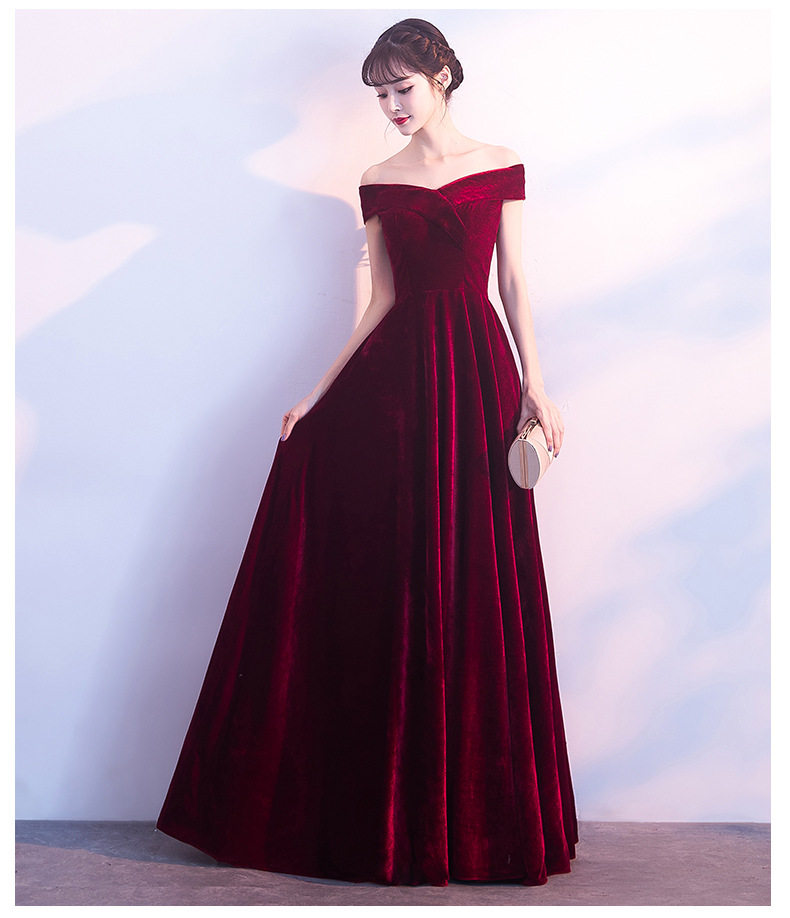 Fashion Slimming, Velvet Dress, Off Shoulder Evening Dress,custom Made