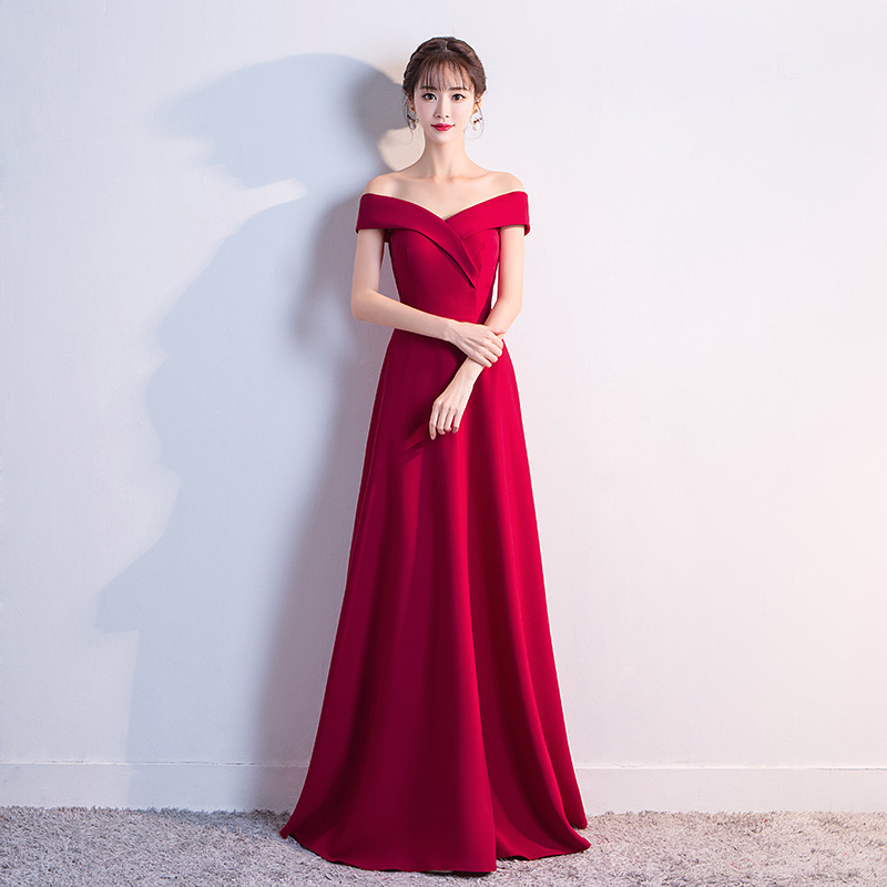 Floor Length Prom Gown, Off Shoulder Evening Dress, Simple Satin Formal Dress,custom Made