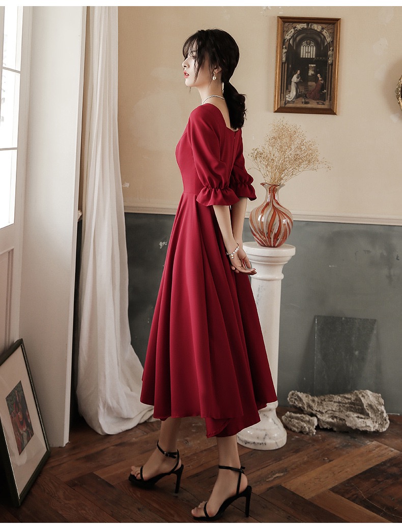Red Homecoming Dress,slim Party Dress,mid-sleeve Prom Dress, Temperament Socialite Fashion Dress,custom Made