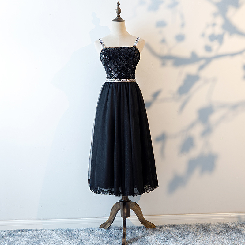 Spring/summer Little Black Dress, Spaghetti Strap Black Dress ,custom Made