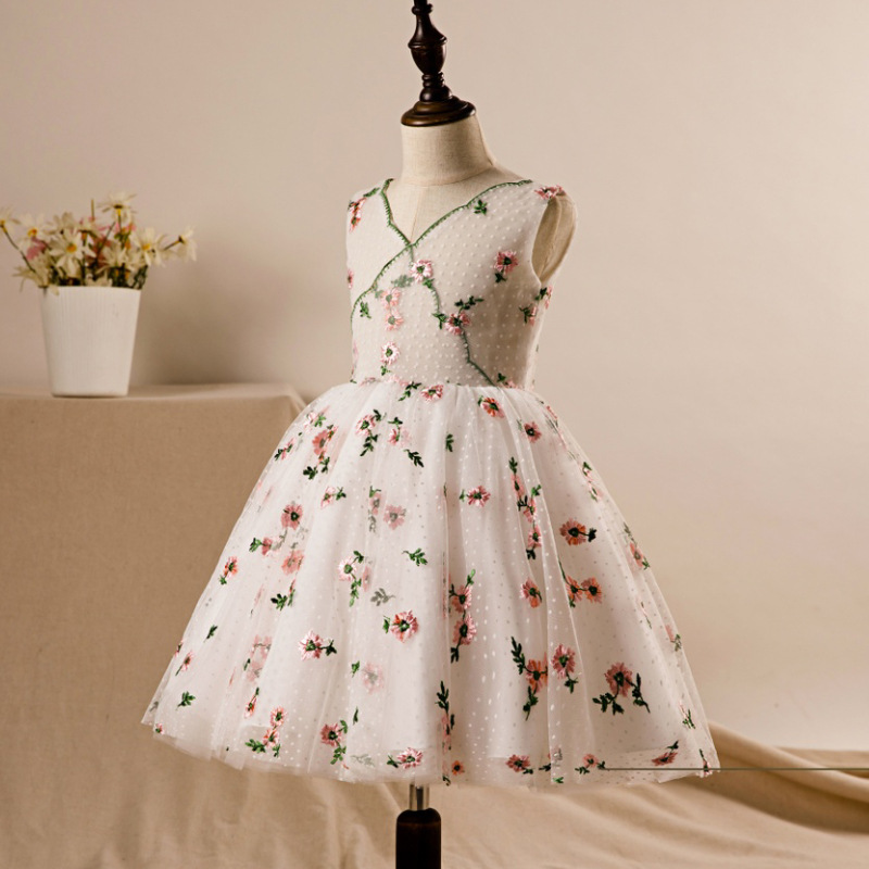 Girl Dress, Children Princess Dress ,embroidered Party Dress, Spring And Summer Elegant Dress