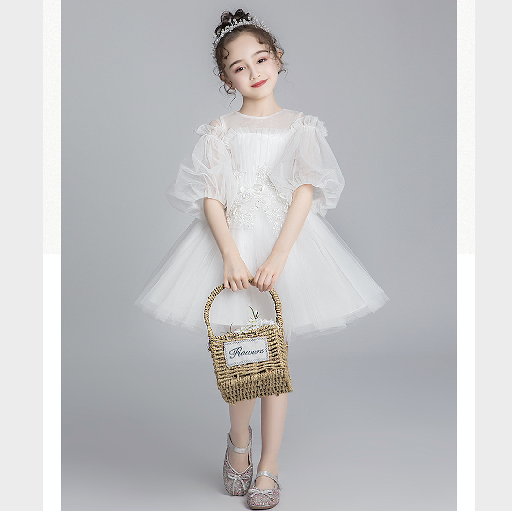 Spring Children's Dresses, Children's White Lace Dresses Princess Dresses, Girls' Wedding Dresses Puffy Dresses