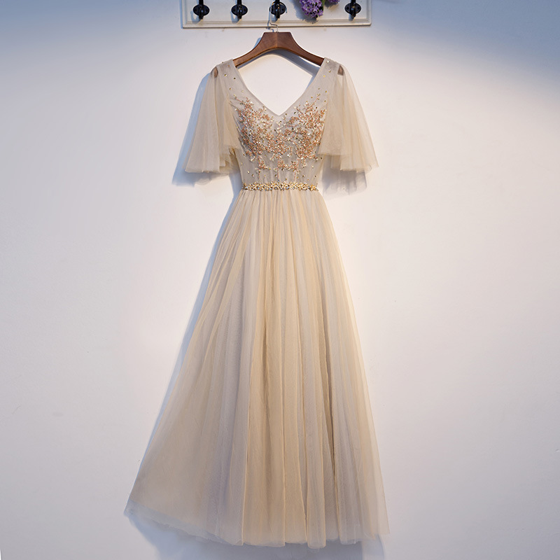 V-neck Bridesmaids Dress, Slim And Long Birthday Party Dress, Fairy Temperament Evening Dress,custom Made