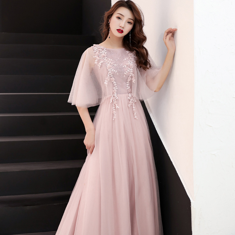 Noble And Elegant Prom Dress,blushing Pink Bridesmaids Dress ,custom Made