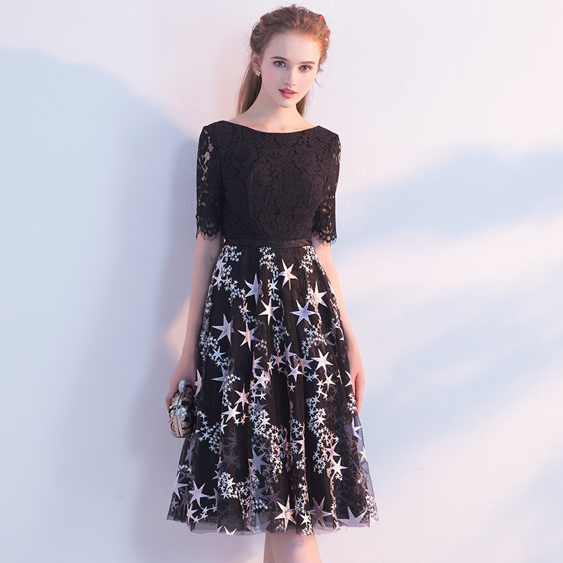 Black Homecoming Dress, Elegant Midi Dress,mid-sleeve Formal Dress,custom  Made on Luulla