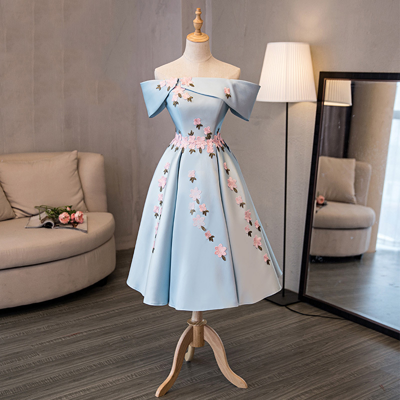 Sweet, Off Shoulder Cocktail Dress, Student Graduation Gown,Homecoming Dress,