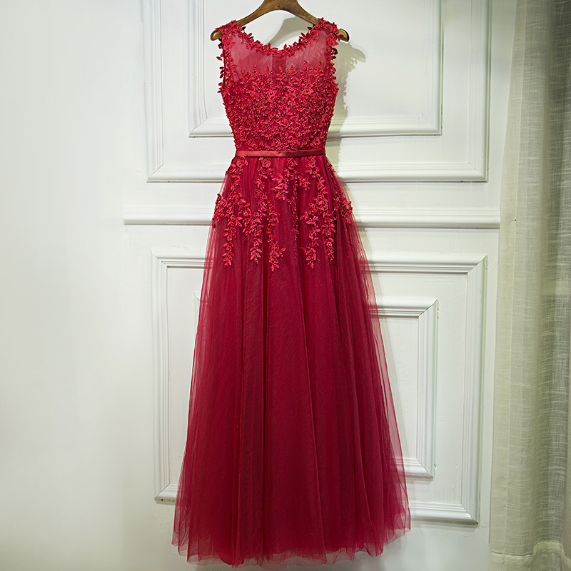 Sleeveless prom dress, charming red party dress, bridesmaid and sister dresses,Custom Made