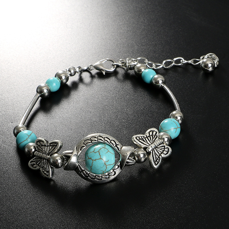 Pop accessories, personality, turquoise handmade bracelet, butterfly cross bracelet bracelet, wholesale