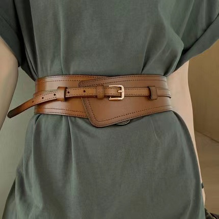 Leather Wide Belt, Waist Seal for Women, Fashion Decoration, Waist Tie with Skirt/Coat/Sweater/Cowhide Belt