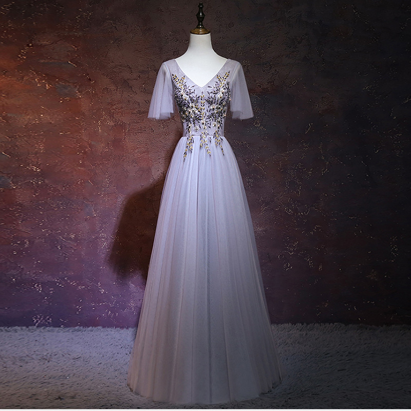 Fairy Evening Dress,v-neck Prom Dress,applique Formal Dress,custom Made