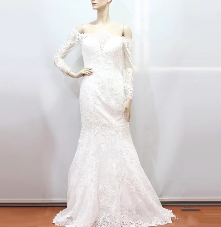Handmade,long Sleeve Wedding Dress,white Bridal Dress,high Quality Lace,custom Made